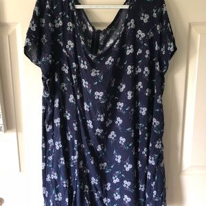 Pull Over Navy Blouse With Zipper In Back